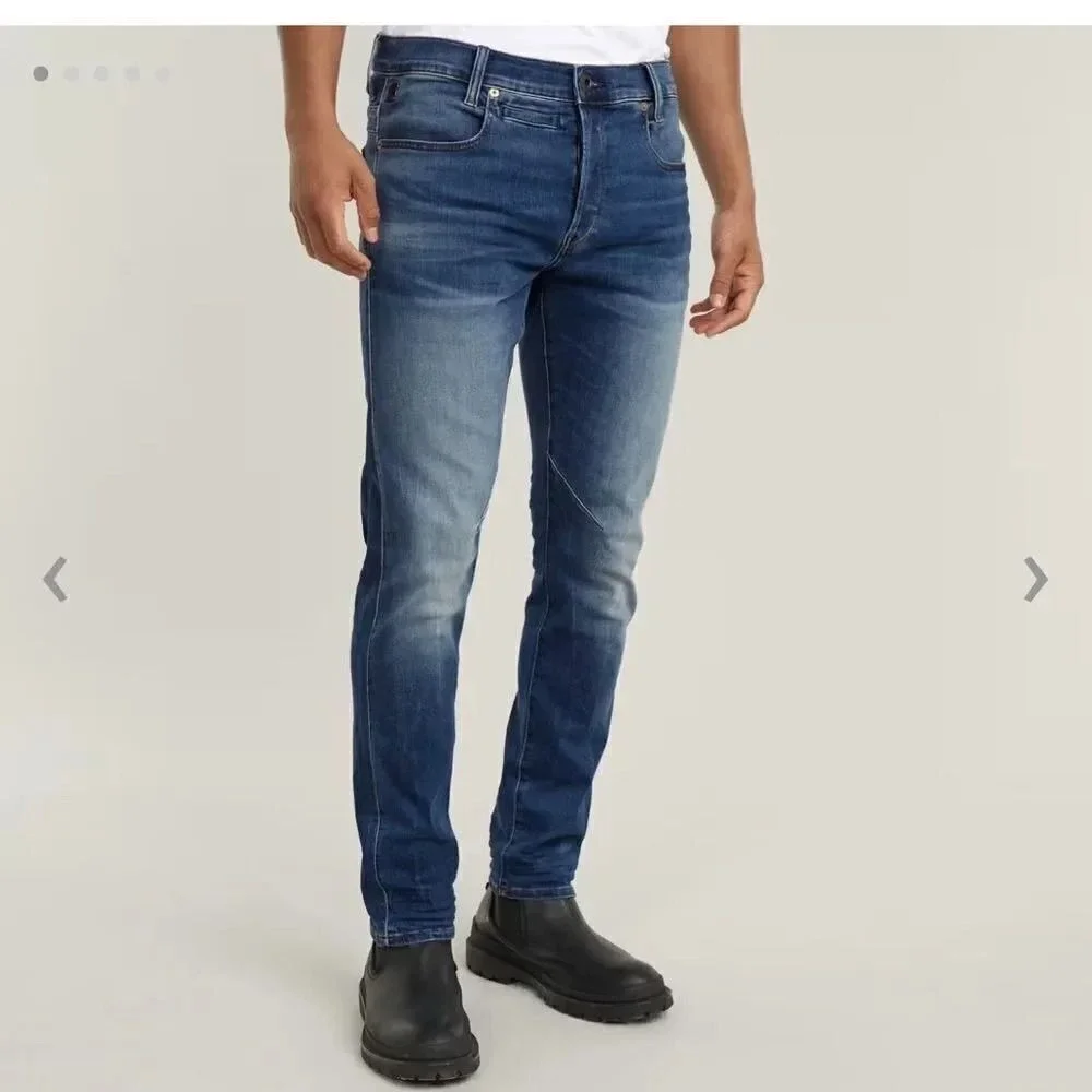 G-Star RAW D-Staq Mid Skinny Jeans Blue Distressed Mens 27x36‎